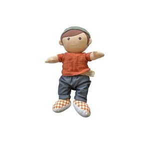Apple Park Organic Cotton Boy Doll Orange Shirt Denim Pants Beanie Plush I01